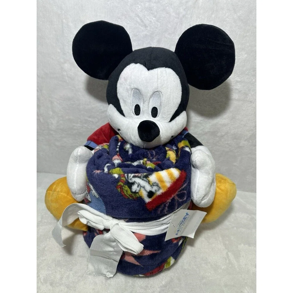 Disney Mickey Mouse Buddy Blue Plush Throw Blanket Combo Set 50